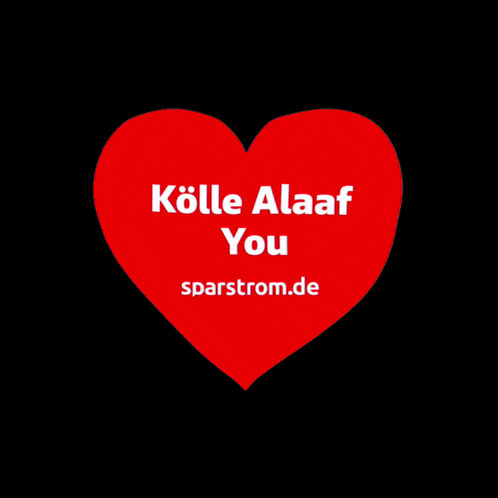 a red heart on a black background that says kolle alaaf you