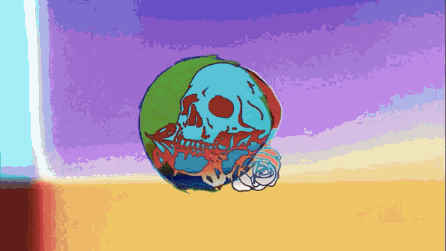 a drawing of a skull on a globe