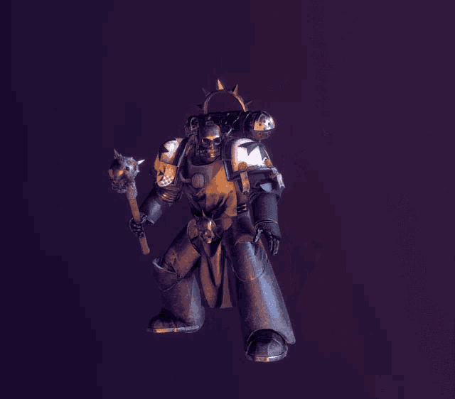 a video game character with a skull on his back holding a weapon
