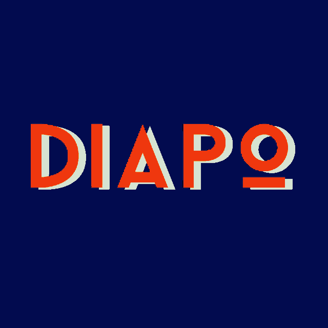a blue background with the word diapo in red and white letters