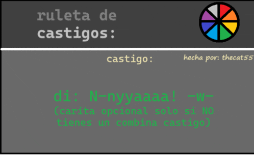ruleta de castigos hecha por thecats55 is displayed on a gray background