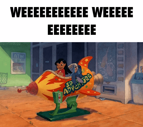 a cartoon character is riding a rocket with the words sp adventure written on it