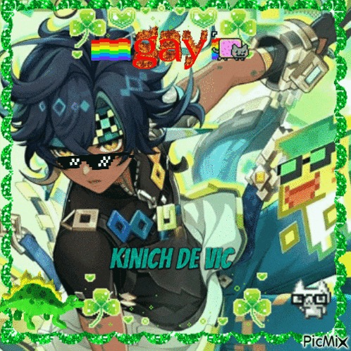 a picture of a boy with the name kinich de vic on the bottom