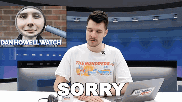 a man wearing a white shirt that says the hundreds