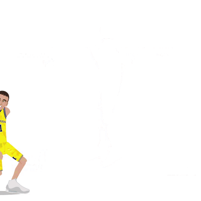 a basketball player for the michigan wolverines is jumping in the air