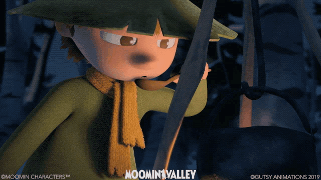 a cartoon character from the moomin valley eating something