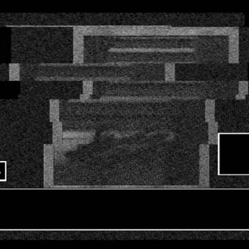a black and white image of a maze with a white square in the middle of the maze .
