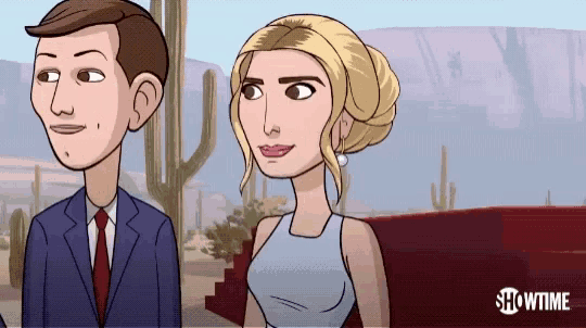 a cartoon of a man and a woman with showtime written on the bottom right
