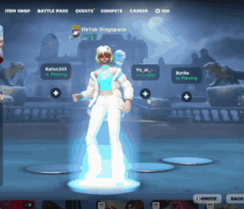a screenshot of a video game with a character named tiktok frogspace in the background