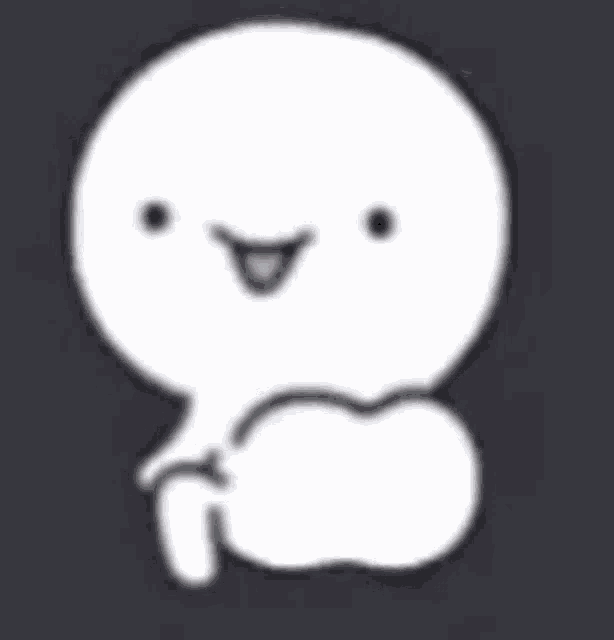 a white cartoon character with a big smile on his face is sitting on a skateboard .