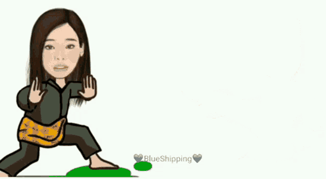 a cartoon of a man kicking a woman with the words blueshipping below him