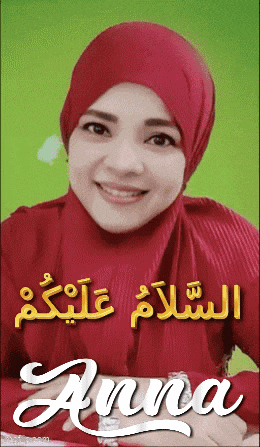 a woman wearing a red head scarf and the name anna