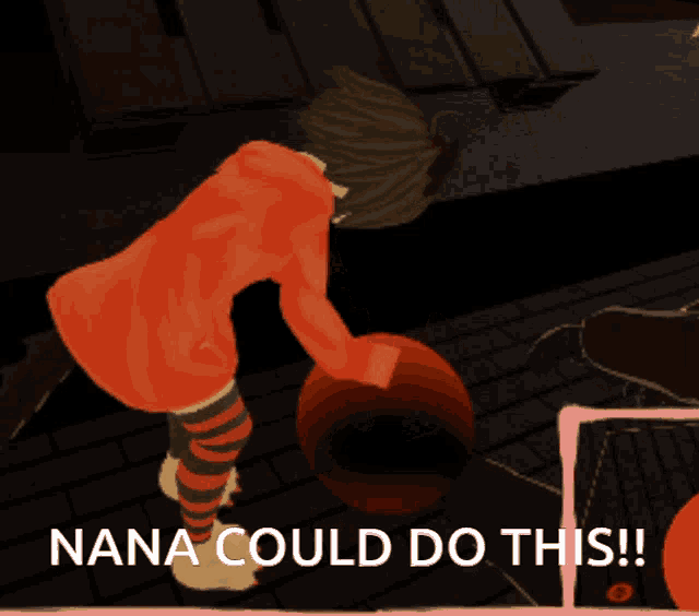 a cartoon of a girl with the words nana could do this behind her