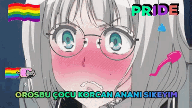 a picture of a girl with glasses and the words pride in the corner