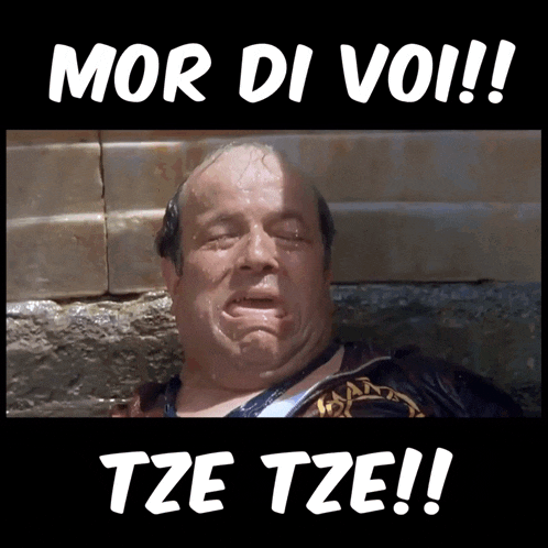 a picture of a wet man with the words mor di voi tze tze