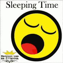 a sleeping time sticker with a smiley face