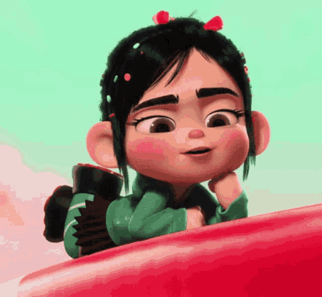 a cartoon girl with sprinkles on her hair