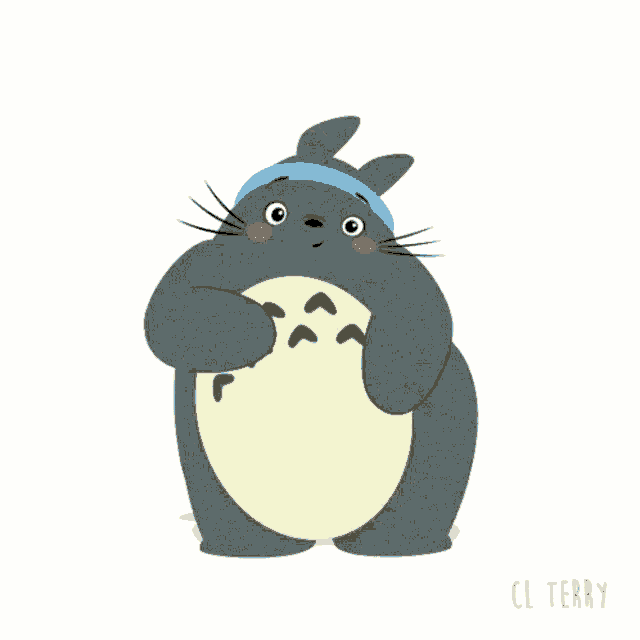 a cartoon drawing of a totoro with the name cl terry written below it