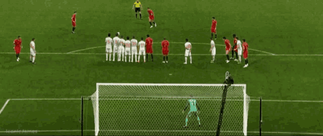 soccer players on a field with iconic james written on the bottom right
