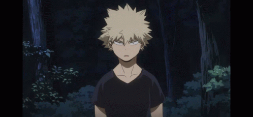 katsuki from my hero academia is standing in the woods