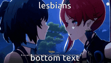 a picture of two anime girls with the words lesbians bottom text