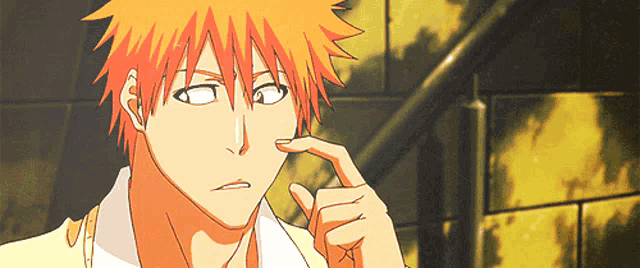 a close up of a person 's face with orange hair