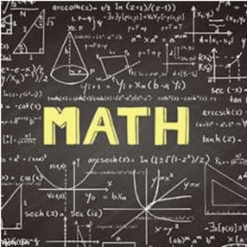 a blackboard with a lot of math equations and the word math written in yellow .