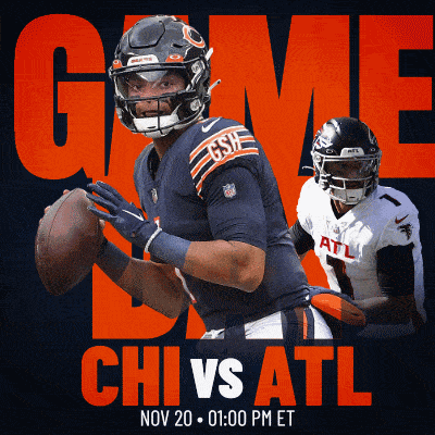 a poster for a football game between the bears and the atlanta falcons