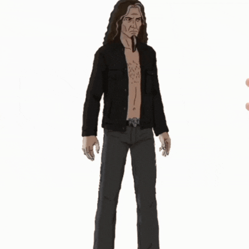 a hand is holding a pixelated image of a man with a fire ring around his waist