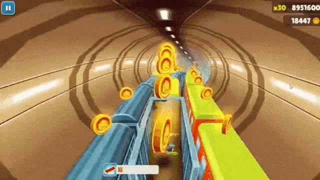 a video game called subway surfers is being played on a phone