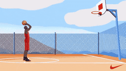 a man in a red shirt is playing basketball on a court