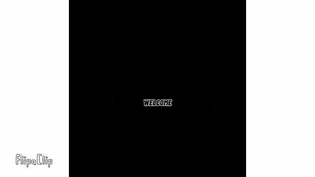 a black and white welcome sign with triangles and squares on a black background .