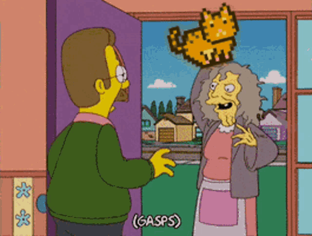 a cartoon of a man and a woman with gasps on the bottom right