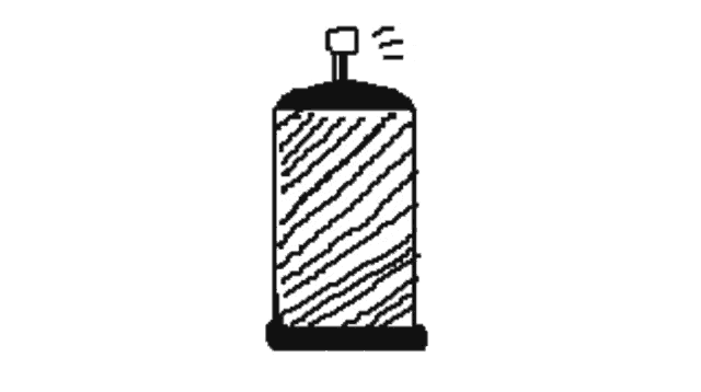 a black and white drawing of a cylinder with a striped pattern on it .