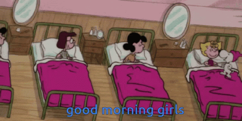 Snoopy Good Morning Girls GIF - Snoopy Good Morning Girls Kiss GIFs