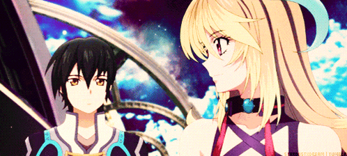 a couple of anime characters are standing next to each other with a watermark that says strawberry tumblr