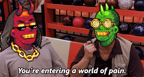 a video game character says you 're entering a world of pain next to another character