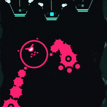 a black background with pink dots and a clock in the middle
