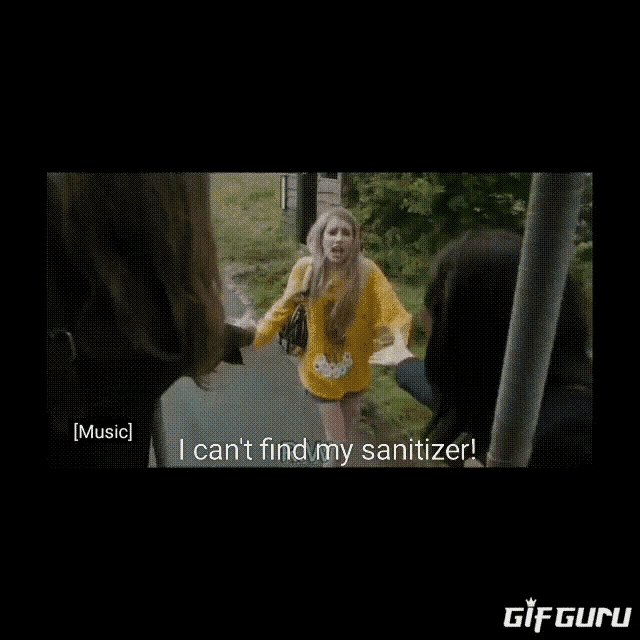 a girl in a yellow sweater reaches out to a man in a black jacket in a video that says gif guru
