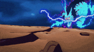 a cartoon drawing of a dragon with lightning coming out of it