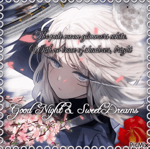 a picture of a girl with the words good night sweet dreams