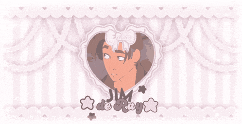 a picture of a man in a heart with jim de ray written below him
