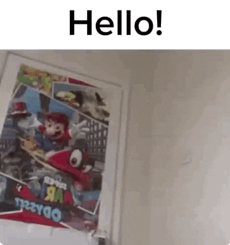 a picture of a poster on a door that says `` hello '' .