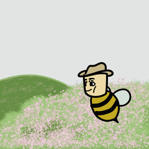 a cartoon of a bee wearing a cowboy hat and holding a pink flower with the word brawl written on it