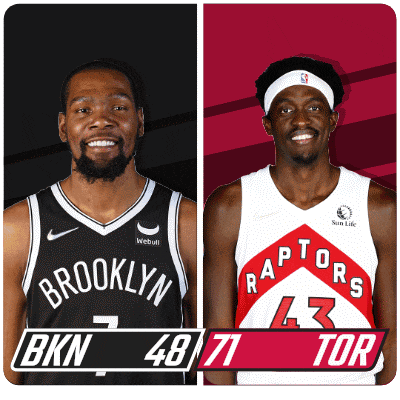 two basketball players one from brooklyn and the other from raptors