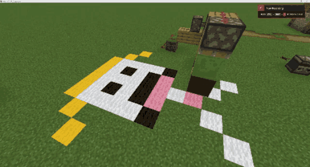 a screenshot of a minecraft game shows a cow 's face