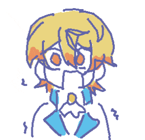 a cartoon drawing of a boy with yellow hair