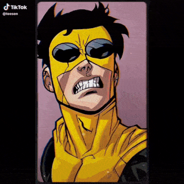 a cartoon drawing of a man in a yellow superhero suit