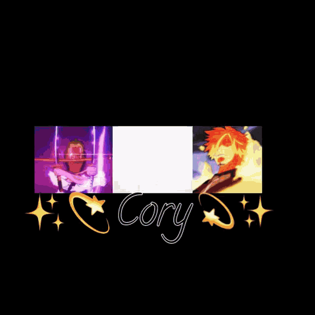 a collage of anime characters with the name cory