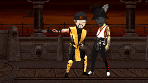 a cartoon of a man holding a sword in a video game with blood coming out of his head